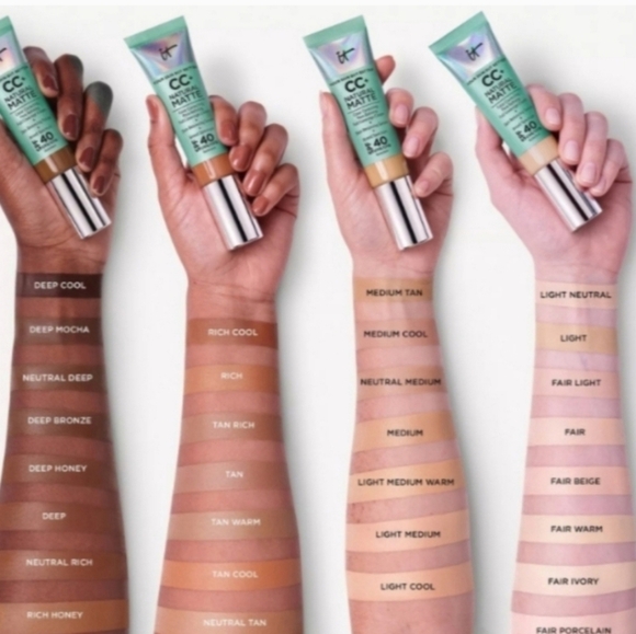 IT Cosmetics CC+ Oil-Free Matte Poreless Finish Full Coverage Cream, SPF 40, New - Picture 2 of 4